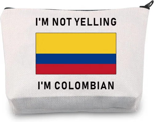 Miniatura 7 de LEVLO Divertidas bolsas de cosméticos con la bandera de Colombia, recuerdos, no estoy gritando, soy colombiano, bolsas de maquillaje con la bandera