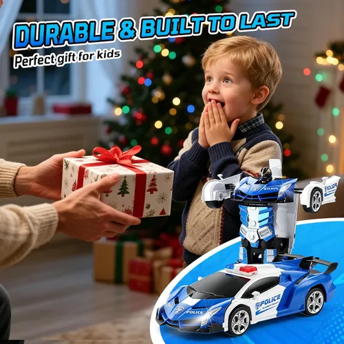 Miniatura 7 de FIGROL - Transform RC, auto-robot, control remoto, 2.4G, juguete, transformación de auto a robot con un botón y velocidad de derrape de 360, escala