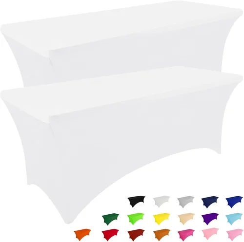 Miniatura 36 de Smiry Paquete de 2 manteles de elastano de 6 pies, fundas de mesa elásticas ajustables extensibles, lavables y sin arrugas, rectangulares para mesa