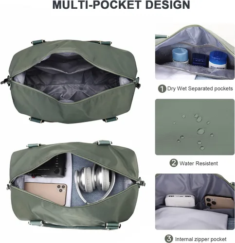 Miniatura 5 de Weekender Bags for Women,Carry on Bag,Overnight Bag with Trolley Sleeve,Sports Tote Bag,Travel bag for Women, Dark Green