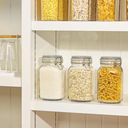 Miniatura 4 de CHEFSTORY Tarros de vidrio herméticos de 50 onzas con tapas, 3 recipientes de almacenamiento de alimentos para organización de cocina y despensa