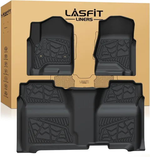 Miniatura 29 de LASFIT Juego completo de tapetes de elastómero termoplástico para todo tipo de clima de ajuste personalizado para automóviles, de 1ª y 2ª fila, 3