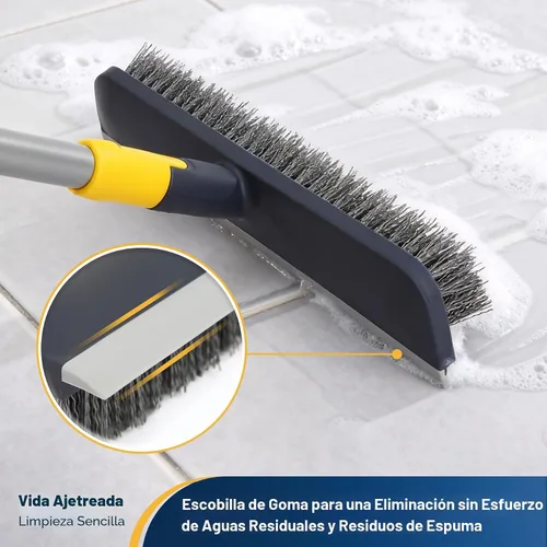 Miniatura 3 de Yocada Cepillo de Fregar Suelos Mango Telescópico 2 en 1 Cepillo Raspador Cerdas Rígidas Fregador de Ducha para Limpiar Patio Baño Garaje Cocina