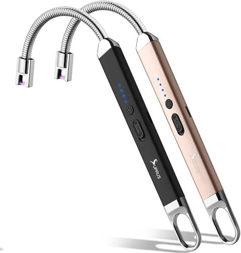Miniatura 8 de SUPRUS Encendedor USB recargable de arco eléctrico con interruptor de seguridad, cuello flexible de 360°, parrilla sin llama, encendedores largos