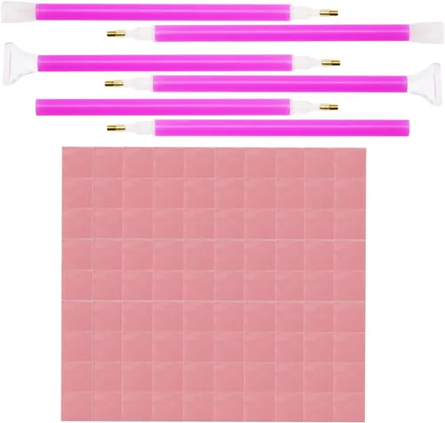 Tupalizy 100 piezas de pegamento de pintura de diamante 5D con 6 bolígrafos de pintura de diamantes de 3 tamaños, juego de herramientas de punto de