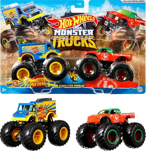 Miniatura 7 de Hot Wheels Monster Trucks, juego de 12 camiones monstruo de juguete fundidos a presión a escala 1:64 para niños y coleccionistas, los estilos pueden