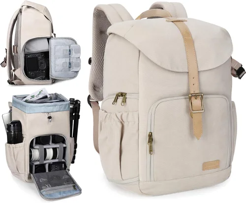 BAGSMART - Mochila para cámara, mochilas de cámara DSLR para fotógrafos, mochila de fotografía impermeable antirrobo con compartimento para portátil