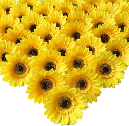 Miniatura 12 de UKELER Girasoles artificiales amarillos de 23 pulgadas de altura, flores falsas hechas a mano con tallos de girasoles para decoración de bodas