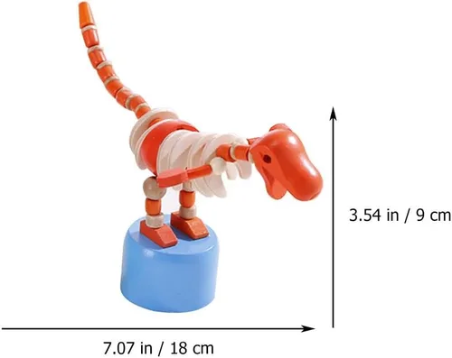 Miniatura 3 de 2pcs Pulgar de madera Push Puppet Finger Dinosaur con base de prensa de madera