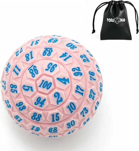 Miniatura 13 de Dados poliédricos de 100 caras, dados de juego individuales D100, cubo de 100 lados con bolsa negra, dado D100 de 1.890 in