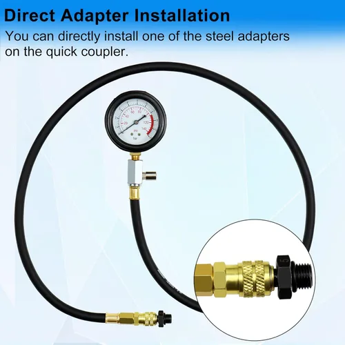 Miniatura 2 de JoyFans Herramienta probadora de presión de aceite, kit de medidor de presión de aceite de 0-140PSI para sistema de combustible, sensor mecánico