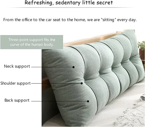 Miniatura 2 de Almohada rectangular grande para cabecero, almohada de apoyo largo para lectura, cojín lumbar perfecto para cama de día y litera, almohada