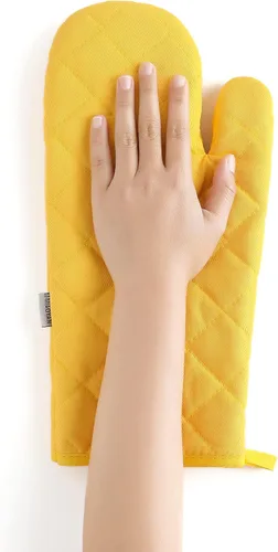 Miniatura 3 de Juego de 4 guantes para horno y soportes para ollas, resistentes al calor, 500 grados, extra gruesos, largos, de algodón, para cocina