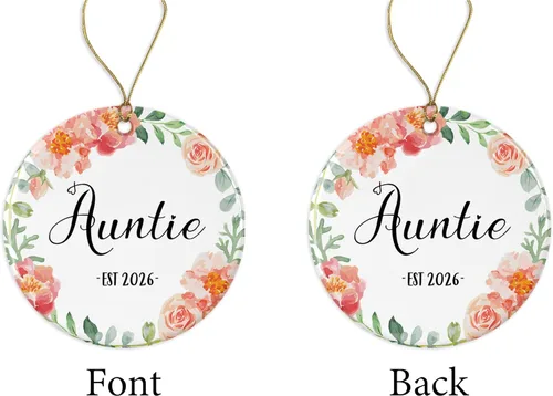 Miniatura 2 de DiandDesignGift Auntie Est 2021 - Regalo de primera vez para tía nueva tía estimada 2021 – Adorno de Navidad de la tía 2021 – Regalo de recuerdo
