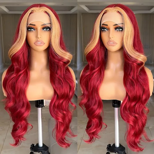 Miniatura 14 de FABELLE - Peluca de cabello sintético rubio ceniza con encaje frontal de 13 x 4 HD, sin pegamento, parte media ondulada de 30 pulgadas, para usar