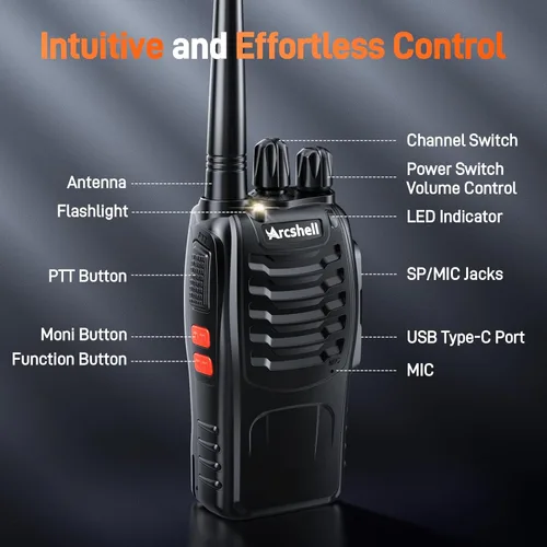 Miniatura 2 de Radios bidireccionales recargables de largo alcance con auriculares, paquete de 6 walkie talkies batería de iones de litio y cargador incluido