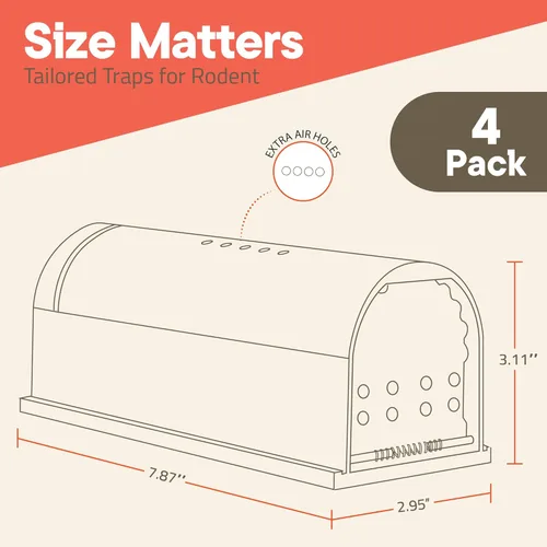 Miniatura 2 de Black Humane - Trampa para ratones, paquete de 1, trampas para ratones vivos para atrapar y liberar para interiores y exteriores, segura