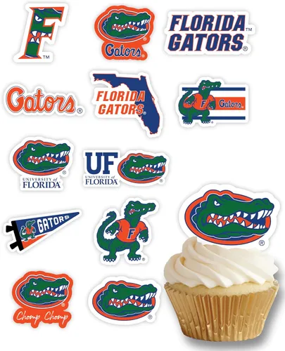Miniatura 16 de Decoraciones para cupcakes de la Universidad de Alabama, suministros para fiestas de fútbol americano, cumpleaños, graduación (24 piezas)