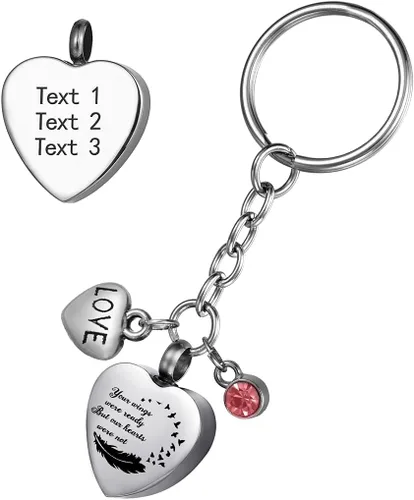 Miniatura 9 de Llavero de urna de recuerdo conmemorativo de joyería de cremación de acero inoxidable para cenizas, Acero inoxidable