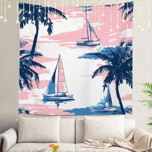 Miniatura 37 de Shrahala Beach Vacation Seaside Relaxation Tapestry, Nautical Summer Getaway Wall Hanging Hd Print Polyester Backdrop For Dorm Room Bedroom 30 X 40