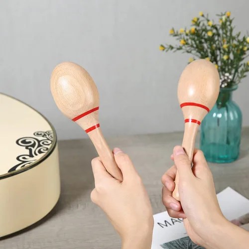 Miniatura 5 de Maracas, Profesional de madera Rumba Shakers mano percusión sonajeros instrumento musical latino con ritmo claro de salsa para adultos niños fiesta