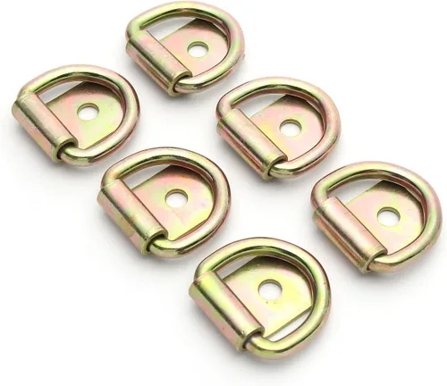 Miniatura 7 de 6 ganchos de anclaje de acero con anillo en D para sujeción, anillos de amarre resistentes de acero recubierto de zinc de 1/4 pulgadas para anclajes