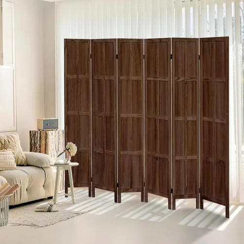 Miniatura 8 de Divisor de habitación de 4 paneles, separadores de habitación de madera de 5.6 pies y pantallas de privacidad plegables, divisores de habitación