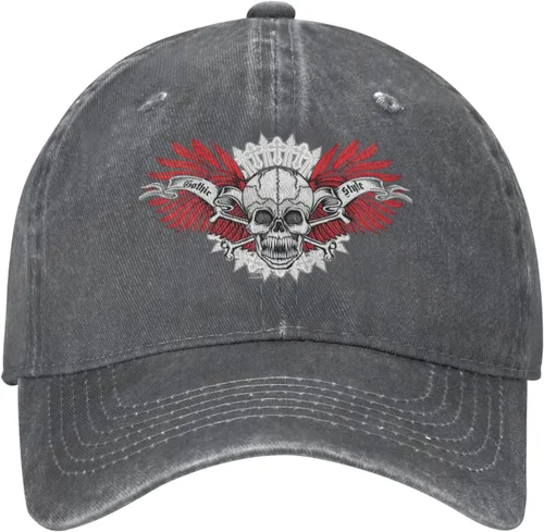 Miniatura 2 de Cowboy Hat Trendy Hats for Man and Women Djustable Four Season Outdoor Baseball Cap of Hell Skull with Angel Deep Heather