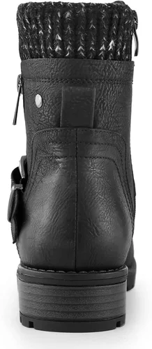 Miniatura 7 de Hawkwell Botas de combate para mujer, botas de tobillo con hebilla lateral y cremallera