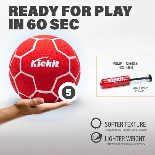 Miniatura 7 de Kickit Soccer Tennis Game Set, Portable 6.5' Wide x 2' High Net & Soft Lightweight Ball, Play Outdoors, Indoors, Backyard, Beach, Complete Skills