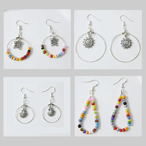Miniatura 5 de XKCWXY 755 Piezas Aros con Cuentas para Hacer Joyas, con Accesorios para Aretes Aros con Cuentas Redondos en Forma de Lágrima, Ganchos y Respaldos