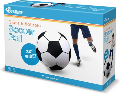 Miniatura 6 de GoFloats Balón de Fútbol Inflable Gigante - Hecho de Vinilo de Grado Balsa Premium, Blanco y Negro 2.5 pies