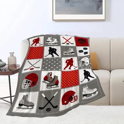Miniatura 2 de Manta de Hockey Súper Suave Cálida Esponjosa de Vellón Franela Deportiva Manta de Tiro Acogedora Mullida de Felpa Ropa de Cama Mantas Regalos