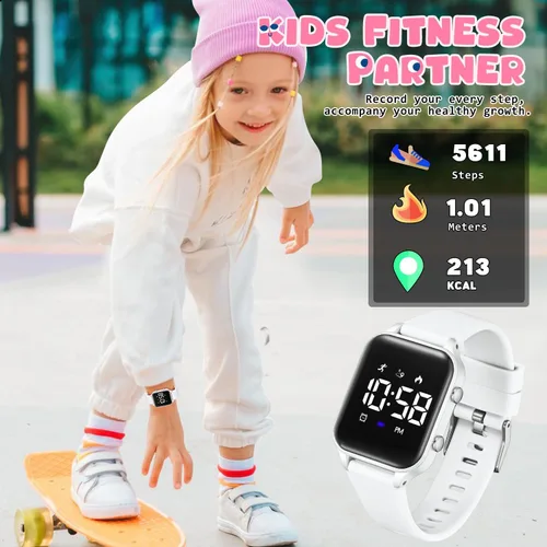 Miniatura 3 de Relojes digitales para niños y niñas, reloj deportivo con rastreador de fitness, podómetro, alarmas, cronómetro, no necesita aplicación, reloj