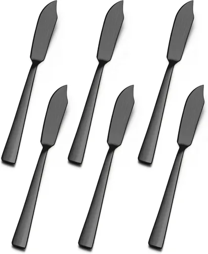 E-far Juego de 6 cuchillos esparcidores de mantequilla, cuchillos de postre de queso de acero inoxidable de 7 pulgadas para cocina, restaurante,