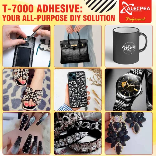 Miniatura 5 de ALECPEA Upgrade T-7000 Pegamento adhesivo negro - 2 piezas de 15 ml Adhesivo impermeable de alto rendimiento para reparaciones de precisión, 2