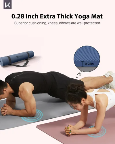 Miniatura 2 de KEEP Tapete de yoga, 32 pulgadas, extra ancho, para hombres y mujeres, 0.276 in de grosor, doble cara, antideslizante, ecológico, tapete de yoga