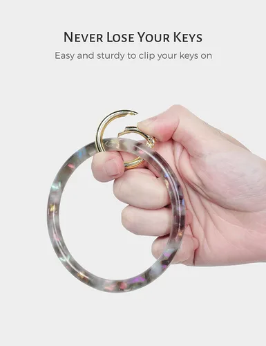 Miniatura 2 de Heesch Brazalete llavero pulsera llavero pulsera para mujer, llavero círculo de acetato para muñeca