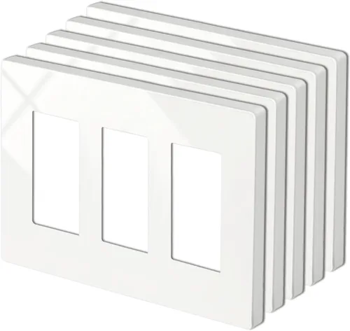 Miniatura 11 de Paquete de 50 placas BESTTEN de pared sin tornillos de 1 banda, USWP4 brillante blanco roto, cubierta de salida de decorador, placa frontal