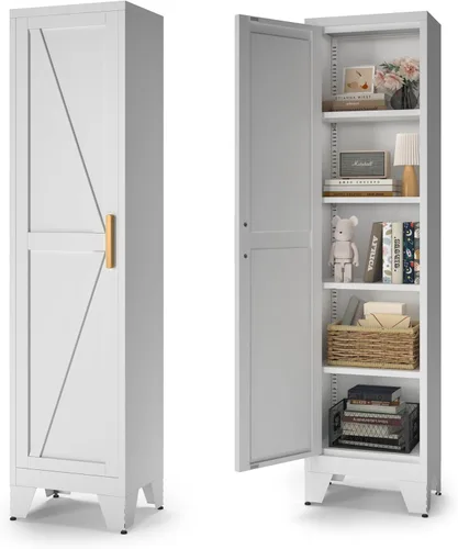 Miniatura 16 de COFaR Home Farmhouse - Armario de almacenamiento con 2 puertas de granero, armario alto de despensa de cocina con 3 estantes ajustables, para Azul