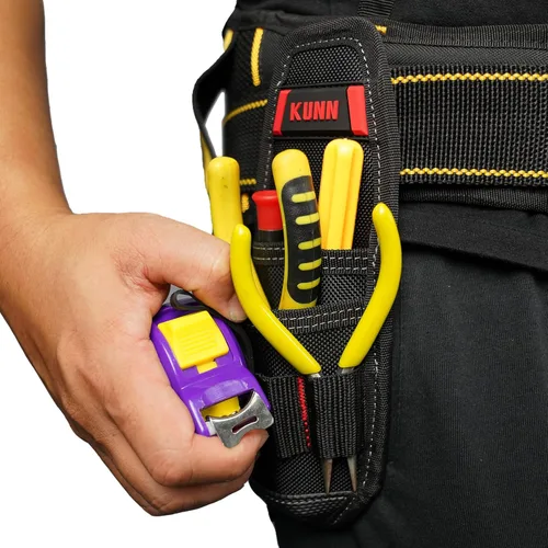 Miniatura 8 de KUNN Soporte de herramientas de construcción Pequeña bolsa de herramientas de electricista para cinturón de herramientas rojo (Red-1 Pack)
