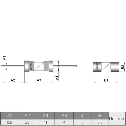 Miniatura 5 de Bettomshin 20 fusibles de plomo axial de tubo de cerámica T1A de 250 V, 0.142 x 0.394 in/0.14 x 0.39 pulgadas, fusible de fusión lenta de retardo