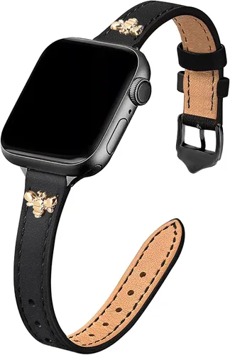 JR.DM Correas de cuero delgadas compatibles con Apple Watch Band 1.496 in 1.575 in 1.614 in 1.654 in 1.732 in 1.772 in 1.811 in 1.929 in, correa de