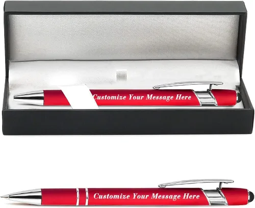 Miniatura 72 de 12 bolígrafos personalizados a granel con grabado sin nombre, bolígrafos personalizados con lápiz capacitivo, logotipo de mensaje de texto grabado