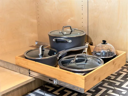 Organizador de cajones de armario extraíble, organizador deslizante de madera de bambú, estante deslizante para cocina, despensa, organizador de