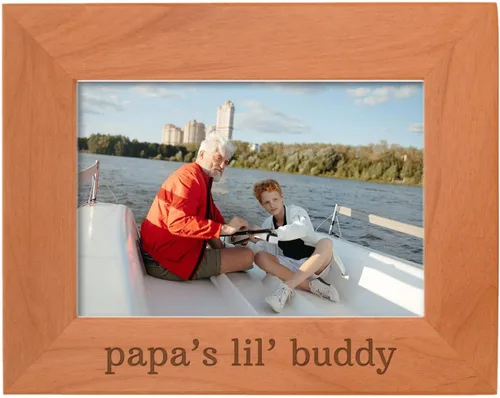 Miniatura 14 de Personalized Gifts Grandpa Gift Grandpa's Lil' Buddy Grandson - Marco de fotos de madera natural grabado de 4 x 6 pulgadas, diseño de paisaje