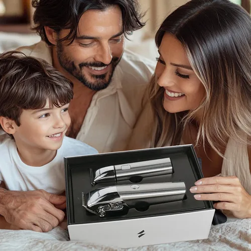 Miniatura 7 de SUPRENT Cortapelos de bajo ruido para hombres, cortapelos impermeables fáciles de limpiar, juego de cortaúñas y recortadoras inalámbricas para aseo