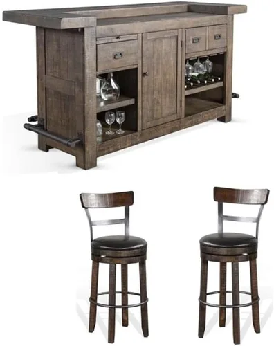 Miniatura 21 de Pemberly Row Unidad de Bar Independiente de Madera Estilo Granja de 78", Estante para Copas de Vino, Gabinetes de Almacenamiento, para Cocina