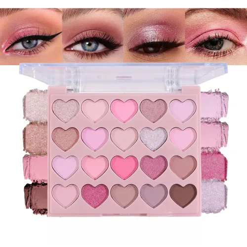 Miniatura 9 de SUAKE Paleta de sombras de ojos rosa nude, mate y brillante, alta pigmentación, 20 colores, marrón y morado para maquillaje de ojos, paleta