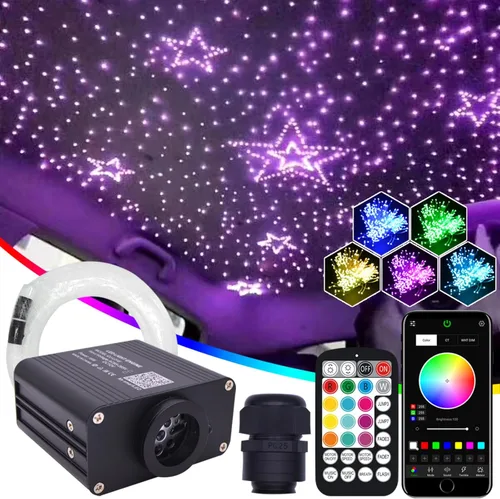 Miniatura 7 de Twinkle - Kit de techo de fibra óptica con luz de estrella, luces LED de estrella nocturna estrellada, 16 W, RGBW, Bluetooth, control de aplicación